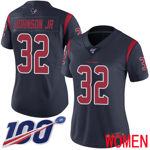 Houston Texans Limited Navy Blue Women Lonnie Johnson Jersey NFL Football #32 100th Season Rush Vapor Untouchable->women nfl jersey->Women Jersey